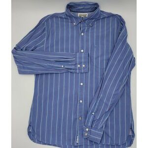 CONVERSE ONE STAR Men's Button-down Long Sleeve Shirt Size Med Blue Stripe #C201